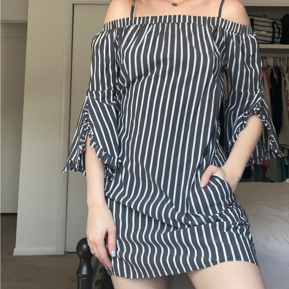 Off the shoulder striped dress